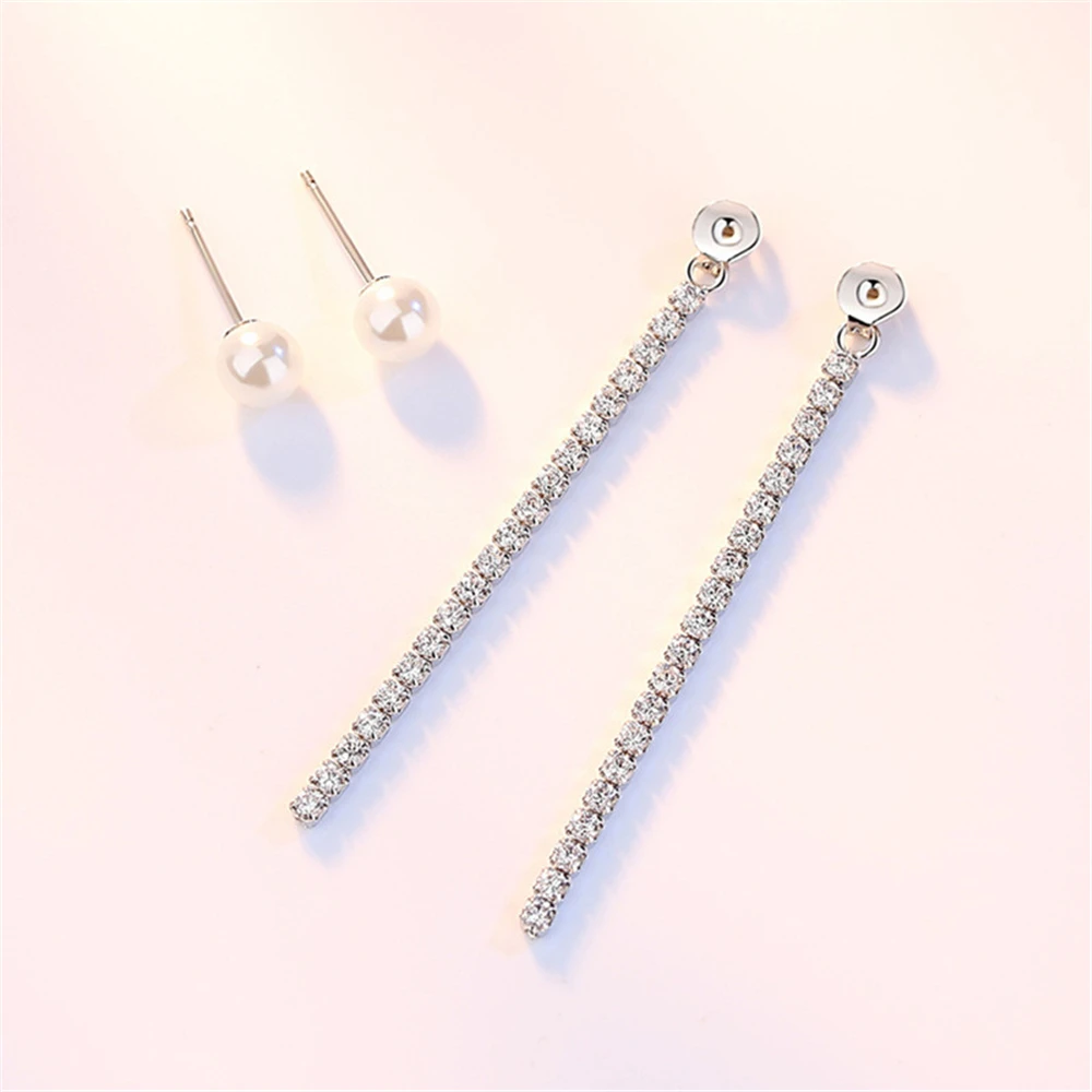 Женские серьги подвески из серебра 925 пробы с искусственным жемчугом|luxury crystal