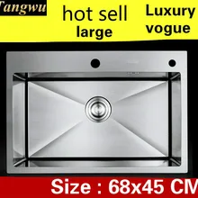 Квартира большая кухонная ручная раковина одинарная мойка Многофункциональный vogue 304 нержавеющая сталь Горячая 68x45 см