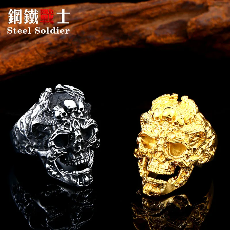

steel soldier devil skull stainless steel men ring 3D design good detail fashion jewelry