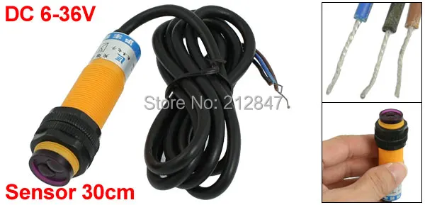 DC 3 Wire 6-36V PNP IR Photoelectric Sensor Switch 30cm E18-B03P1