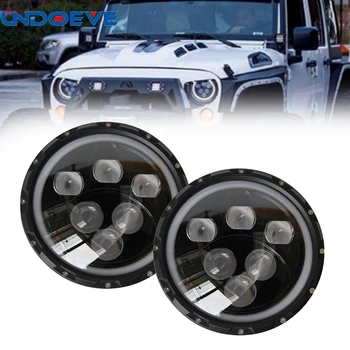

LED Round Headlight 7 inch Angel Eyes 6000K Hi/lo Beam and DRL lamp Halo for Jeep Wrangler JK TJ LJ
