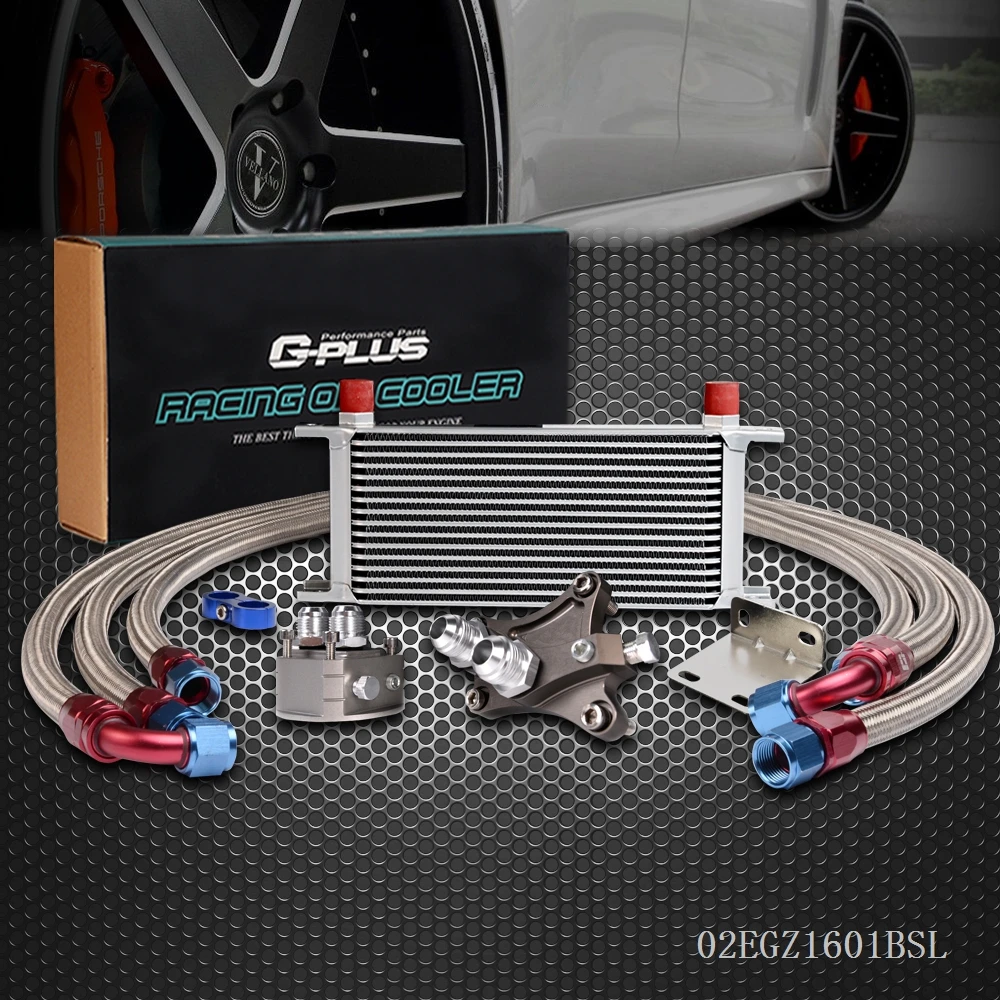 16 ROW Engine OIL COOLER + Relocation Oil Filter Adapter Stainless Hose