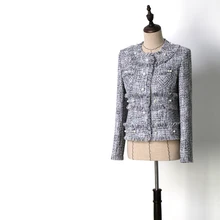 Новинка г. весенне-летнее твидовое короткое пальто с бусинами WT8710042