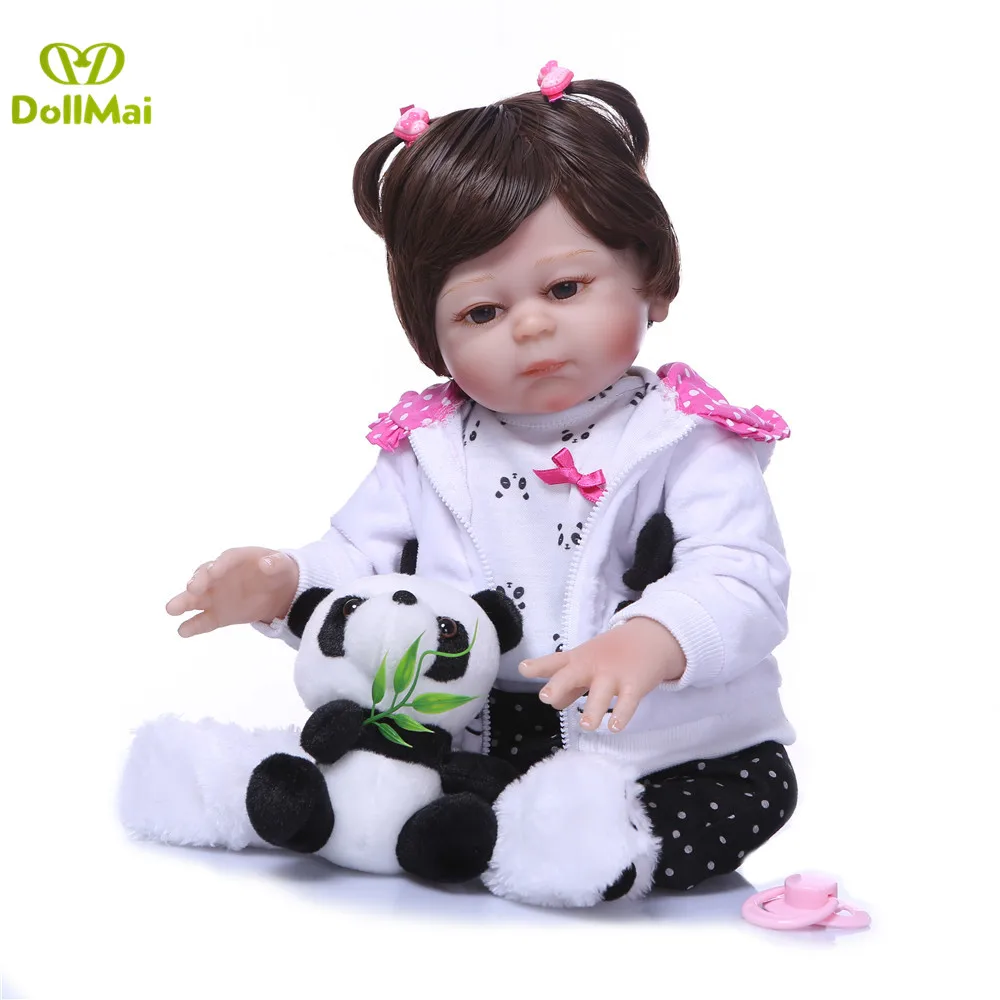 

Bebes Reborn Dolls Real baby Doll alive Full body silicone reborn baby girl doll with panda clothing plush child gift bonecas re