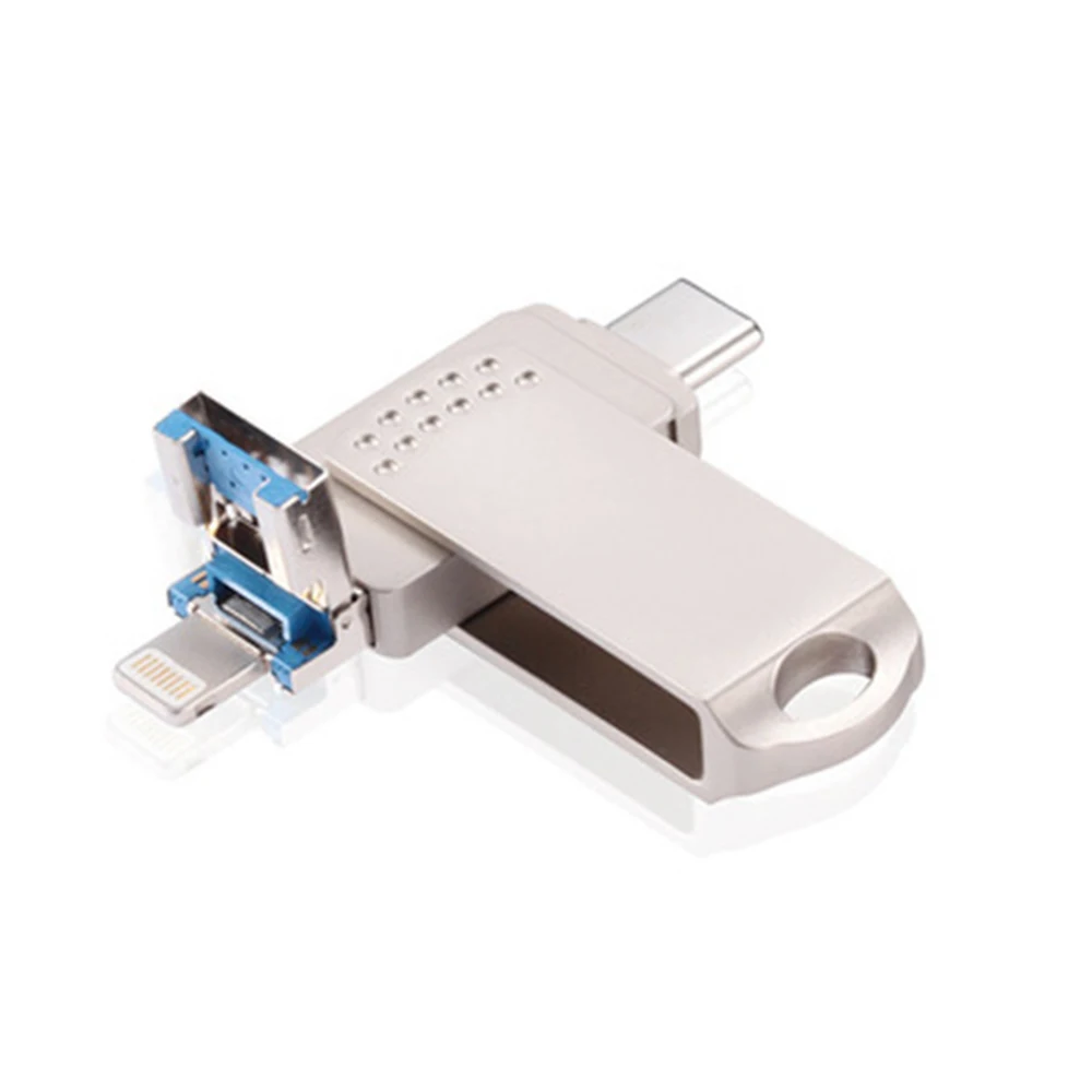 

3.0 USB Memory Stick Flash Drive 32GB 64GB 128GB 256GB External Storage 3in1 for iPhone iPad iOS MacBook PC and Type-C (Silve)