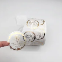 Пользовательский логотип для печати штрих-кодов Золотая фольга высечки самоклеющиеся прозрачный пластик Стикеры из ПВХ- PX8009