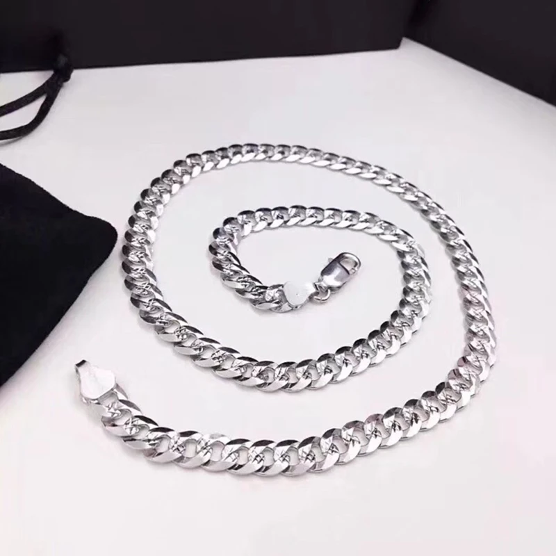 

Brand Pure 925 Sterling Silver Jewelry For Men Thick Chain Neckalce Solide Silver Chain Pure S925 Long Necklace 7MM Necklace