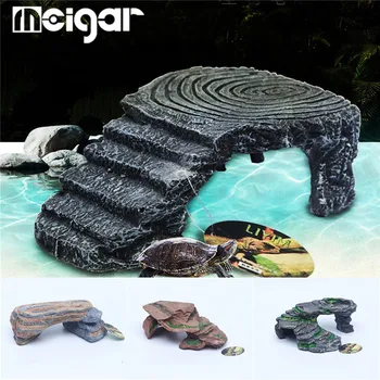 

Aquarium Turtle Reptile Basking Platform Fish Tank Landscape Ornament Resin Lifelike Arch Bridge Landscape Decoration 4 Pattern