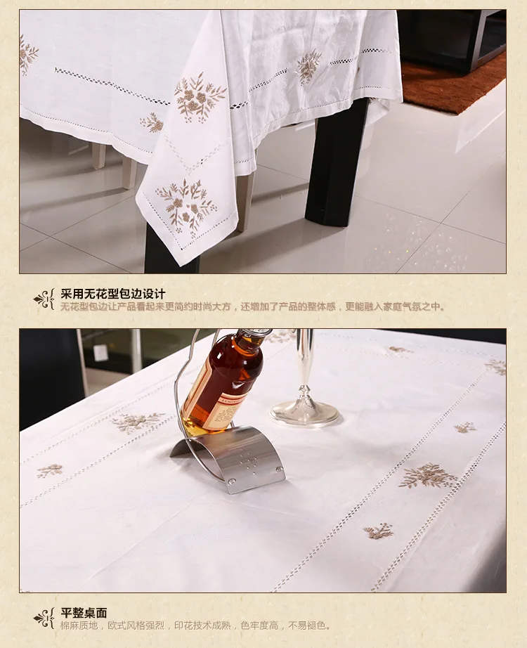 Европейская скатерть из хлопка и льна, ручная вышивка, белая, моющаяся, выдолбленная, скатерть для чайного стола