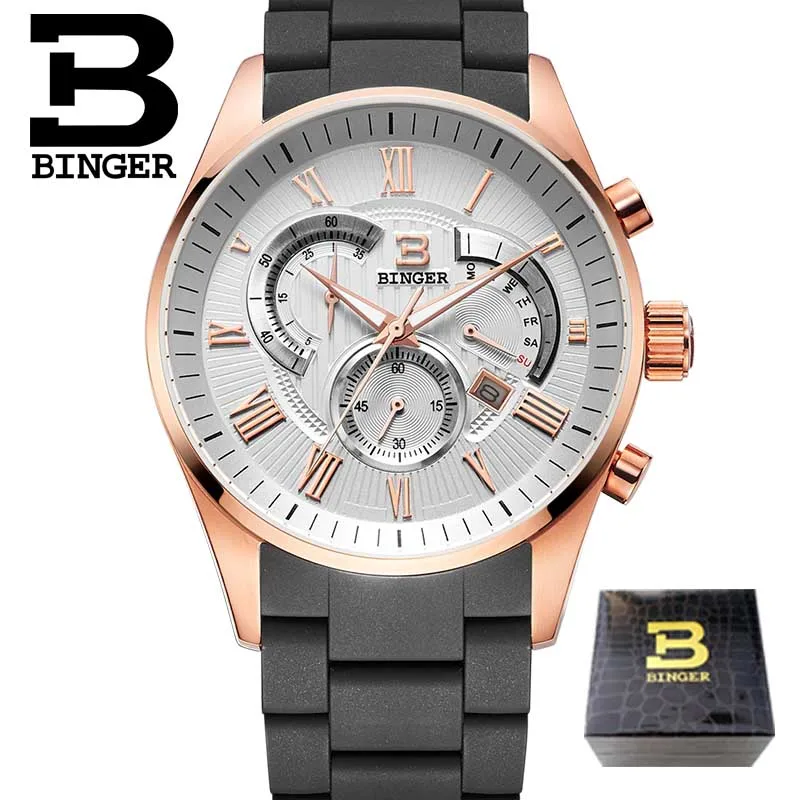 Free Shipping Wristwatches Men's Quartz Sport Utility Men Luxury Brand Automatic Chronograph Binger Military Watches Gift - Цвет: 02