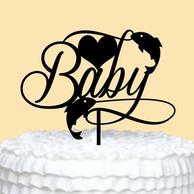 baby cake topper with heart and fish happy birthday cake topper letter cake topper