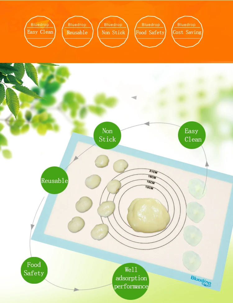 Bluedrop силиконовые формы для выпечки антипригарный коврик для мучных изделий приготовление пищи лист лайнер печь еда пекарня, выпечка листы для духовки 30x45 см