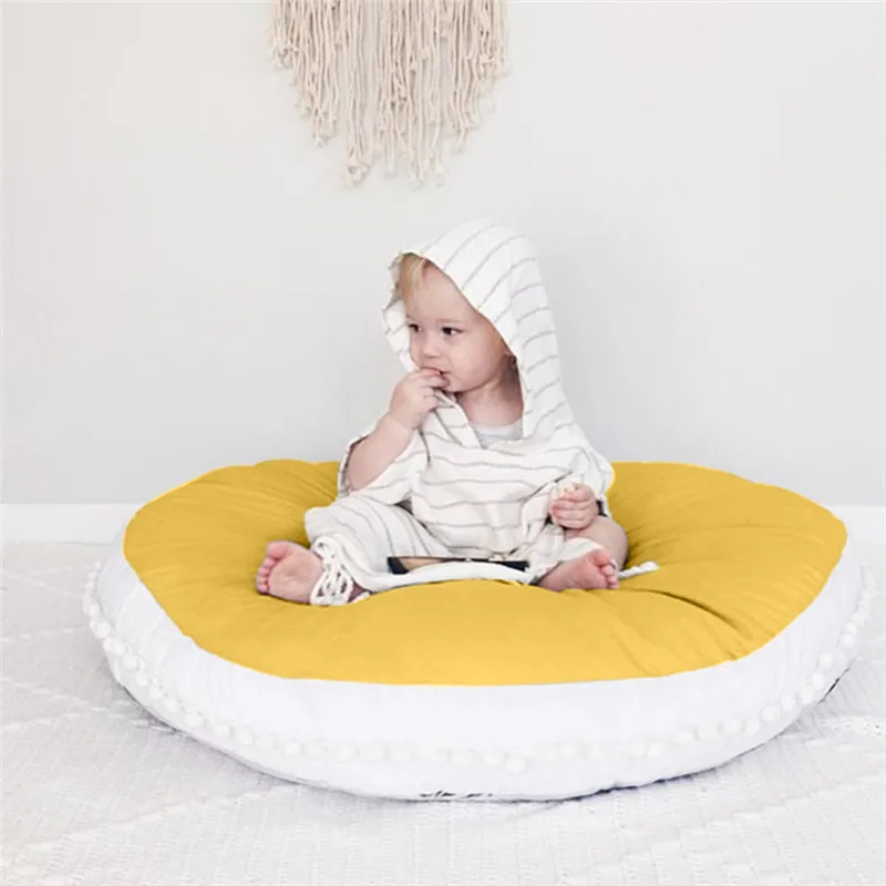 Новорожденный детский игровой коврик из чистого хлопка шерстяной шарик ткань утолщенная Детский ковер Детский круглый игровой коврик
