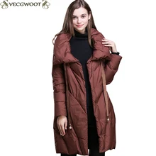 Женский зимний пуховик высокого качества, Женская мода, новинка, куртка большого размера, Женский однотонный длинный теплый пуховик S445
