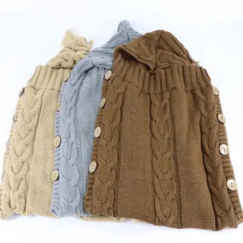 

Fall/Winter Infant Knitted Sleeping Bag Woolen Button for Newborn Infant Girls Boys Knit Crochet Sweater Sleeping Bag for baby