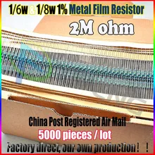 НОВЫЙ 5000 шт. 2 М ом 1/6 Вт & 1/8 Вт 2MR Металл Резистор 2 мом 0.25 Вт 1% ROHS