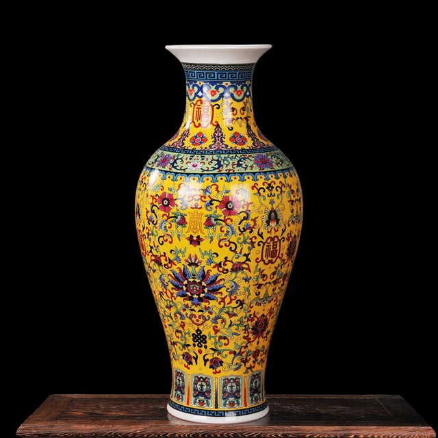 Luxury Jingdezhen Antique Porcelain Enamel Fish Tail Shape Vase Classical Decoration Large Chinese Vases Ancient Palace Vases 5