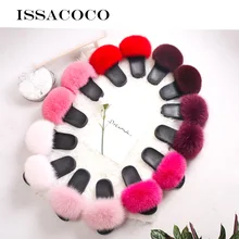 ISSACOCO Women's Fox Fur Slippers Real Fox Hair Slides Female Furry Indoor Flip Flops Casual Beach Sandals Fluffy Plush Shoes ISSACOCO Women's Fox Fur Slippers Real Fox Hair Slides Female Furry Indoor Flip Flops Casual Beach Sandals Fluffy Plush Shoes