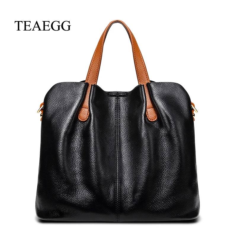 

TEAEGG Women cow leather handbag tote Female Genuine Leather Crossbody Bag Lady Real Leather Messenger Bag