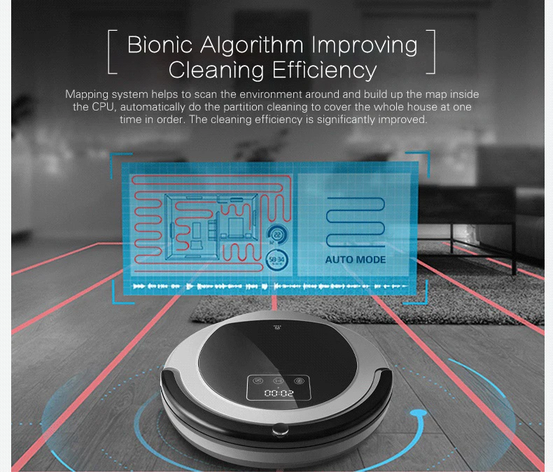Wet And Dry Robot Vacuum Cleaner B6009,Map navigation,3000Pa Suction, ,Smart Memory,Wifi APP, Water tank,Lithium battery