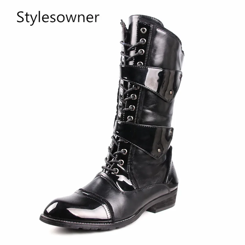 Stylesowner мужские зимние ботинки теплые военные до середины икры прочные армейские