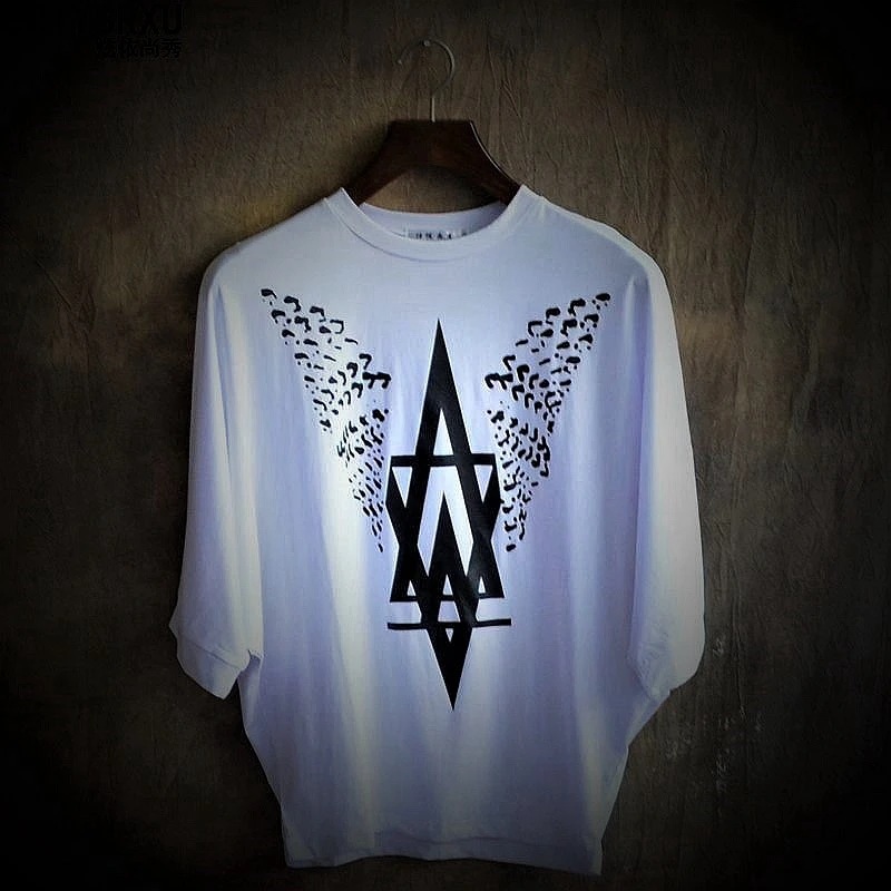 2015 plus size loose batwing sleeve fashion batwing shirt male T-shirt male short-sleeve top print t-shirt