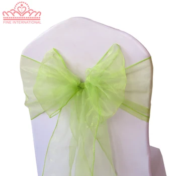 

age green crystal organza sash,chair cover ribbon