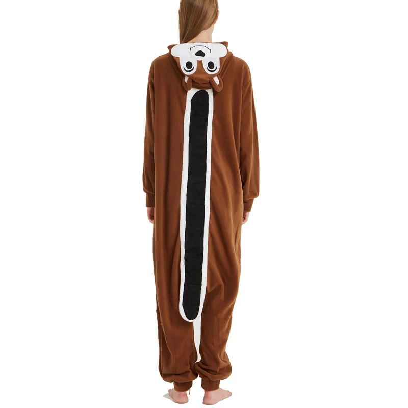 Пижама с белкой на Хэллоуин Kigurumi для женщин ткань флис зимняя комбинезон