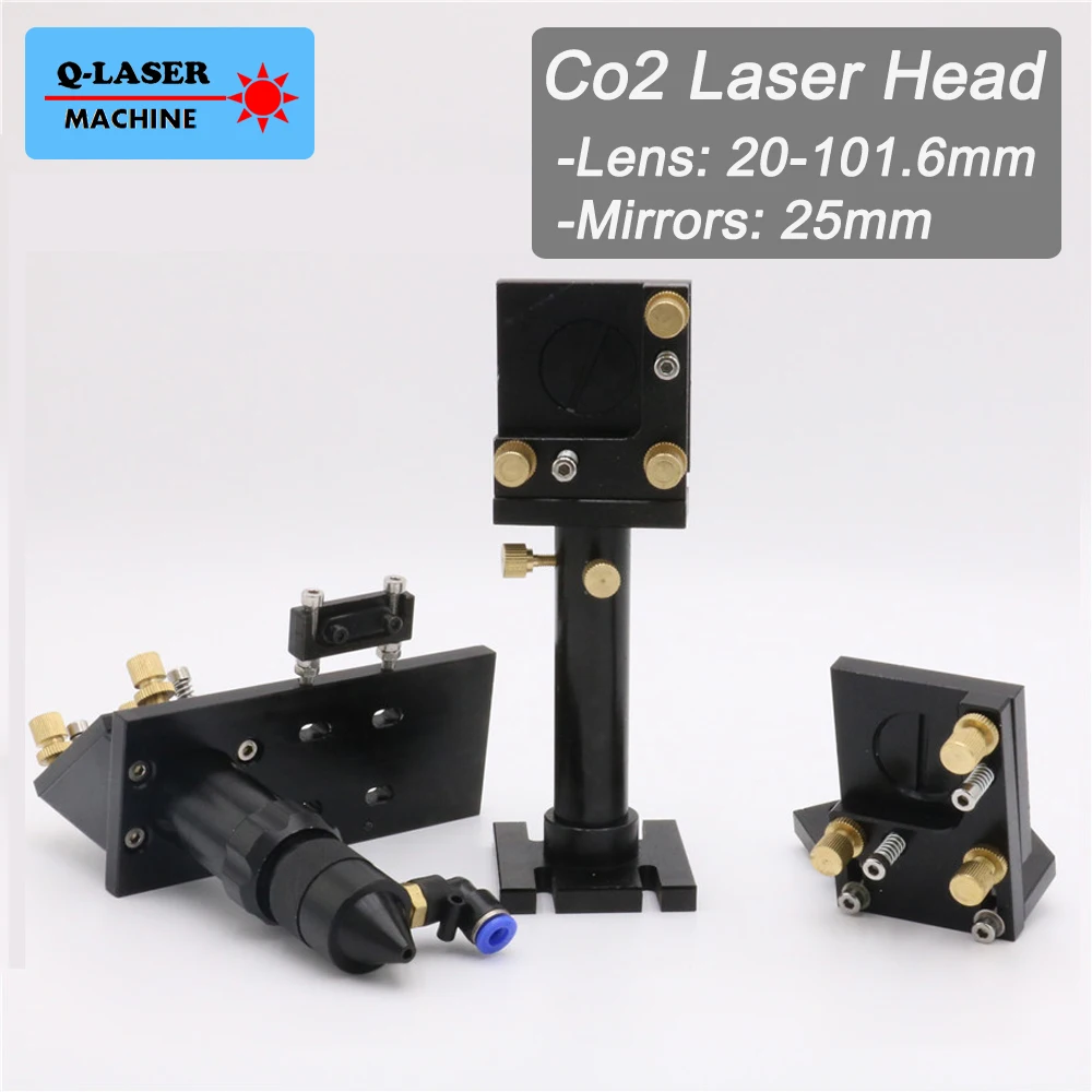 

CO2 Laser Head with Reflective Mirror 25mm & Focus Focal Lens 20mm-101.6mm Integrative Mounts Set for Laser Cutting