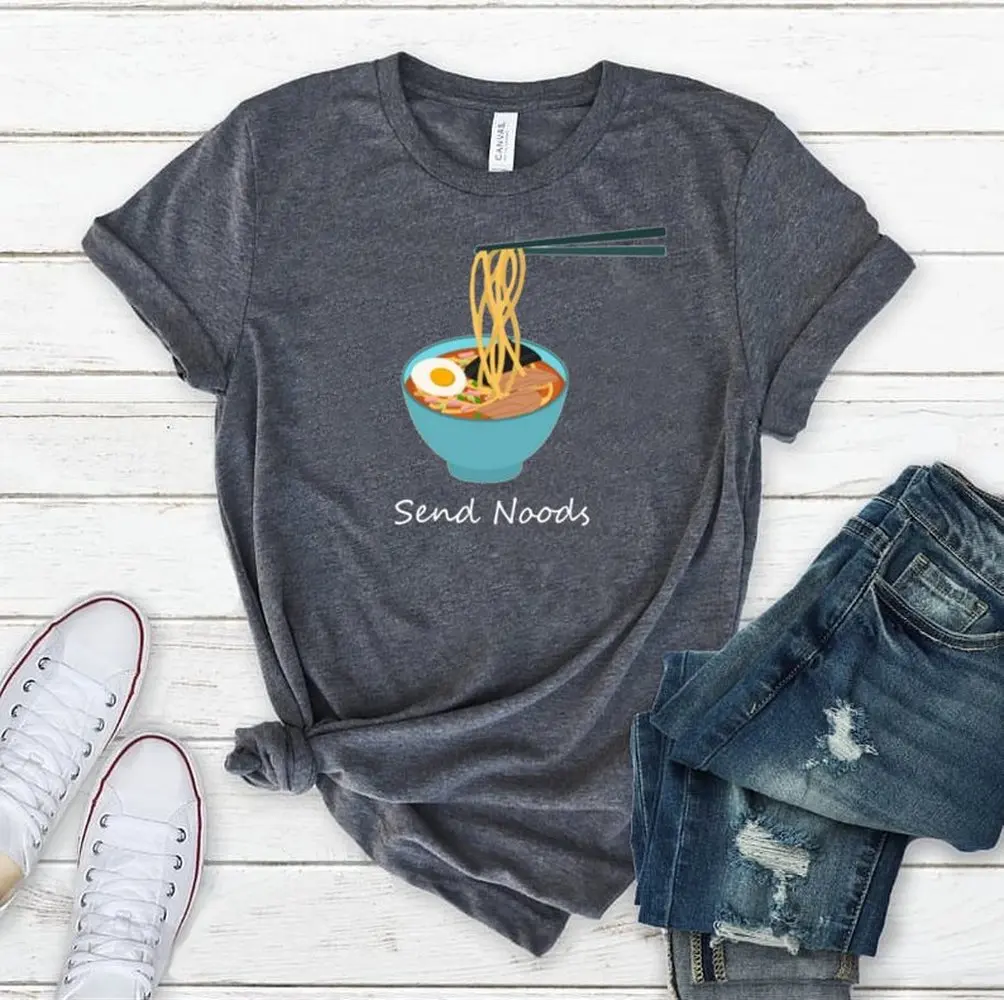 Футболка с надписью Send Noods Подарочная футболка Food Lover Nudes подарочные хлопковые