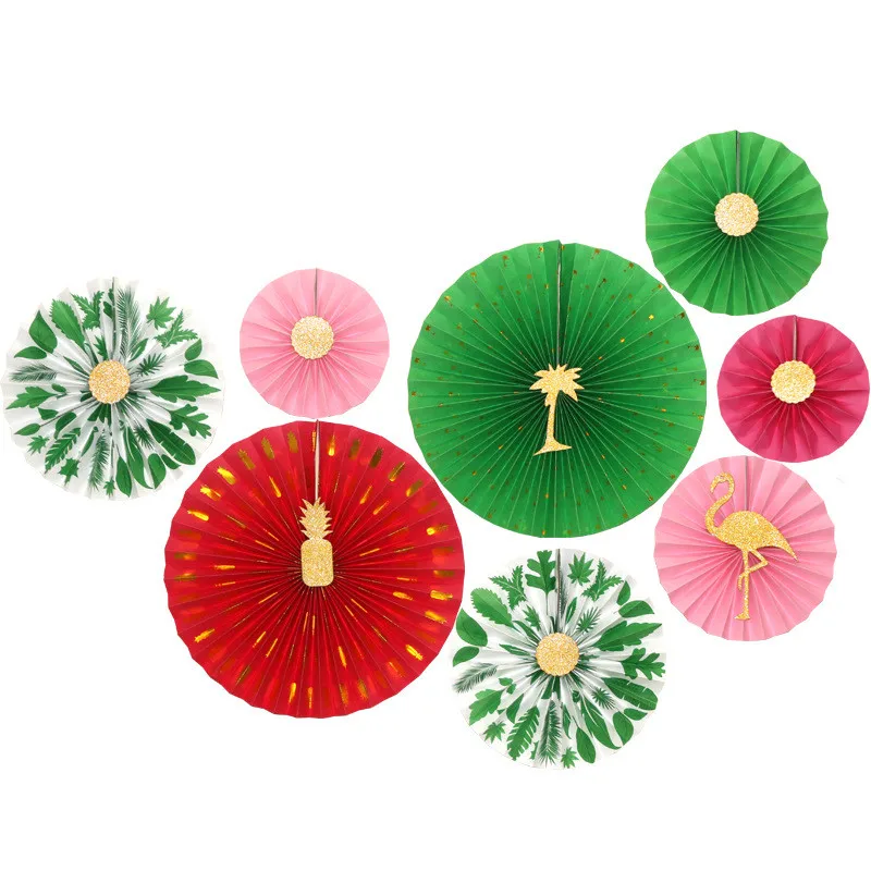 

8pcs/Set Flamingo Paper Fans for Wedding Baby Shower Birthday Diy Backdrop Decor Party Decorations Paper Rosettes Bridal Shower