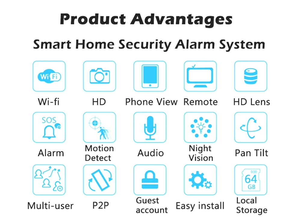 Wistino Alarm Systems Security WIFI IP Camera Security System Video Monitor Surveillance Camera Wireless Home Alarm System With Sensor Alarm Wifi kit Smart Home Camera (2)