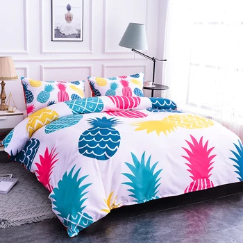 

ZEIMON 3D Digital Printing Cartoon Multicolor Pineapple Luxury Soft Bedding Set Duvet Cover Pillow Case Polyester Home Textiles