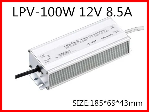 

100W 12V 8.5A LED constant voltage waterproof switching power supply IP67 for led drive LPV-100-12