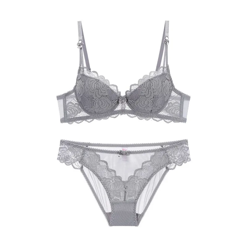 Французский сексуальный женский комплект нижнего белья с бюстгальтером на половину чашки, удобный сексуальный комплект нижнего белья с глубоким v-образным вырезом