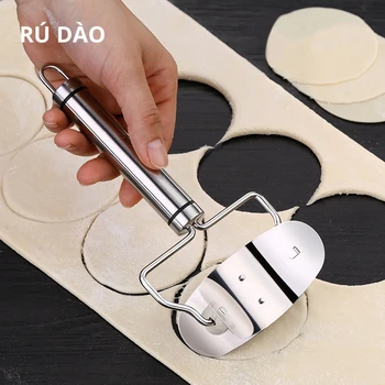 

Kitchen Stainless steel dumpling wrappers 360 degree rotary rolling dumpling skin section mould dumpling mold Baking Pastry Tool