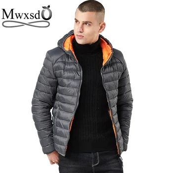 

Mwxsd Brand Winter Men's warm hooded parka Jacket and coat Casual Men cotton park Jackets and Coats male solid Parka