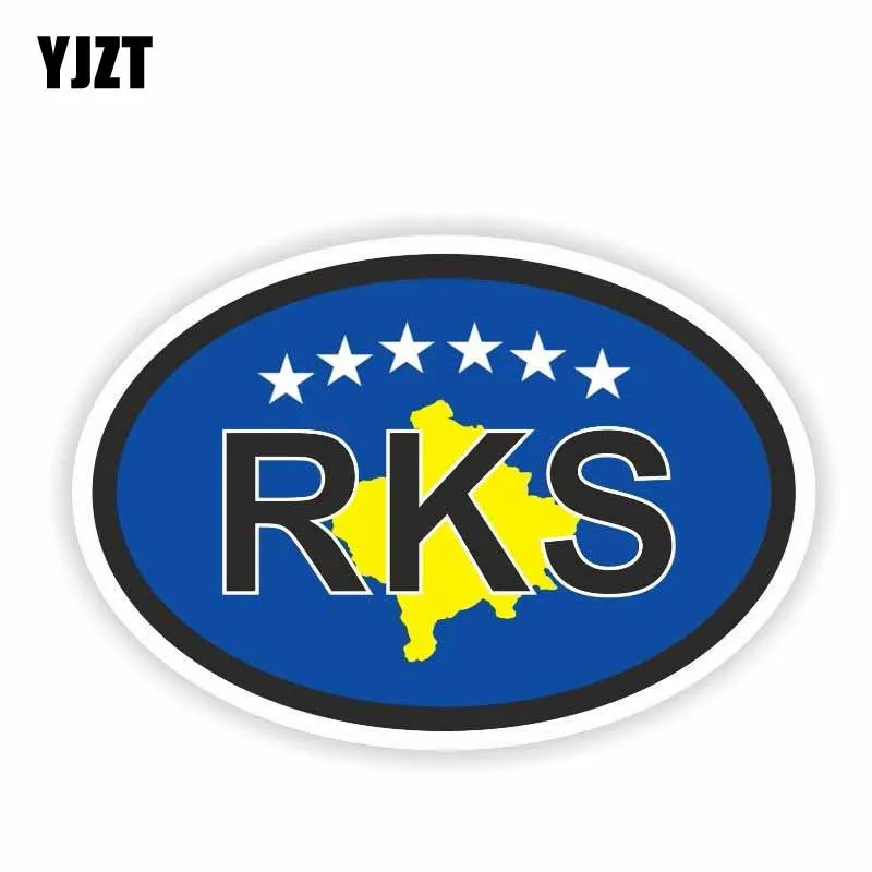 

YJZT 11.9CM*7.9CM Styling Kosovo RKS Country Code Reflective Body Decal Car Sticker 6-0501