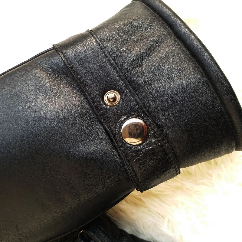 Men sheepskin gloves genuine leather glove for men winter Outdoor warm fur thickening thermal gloves 