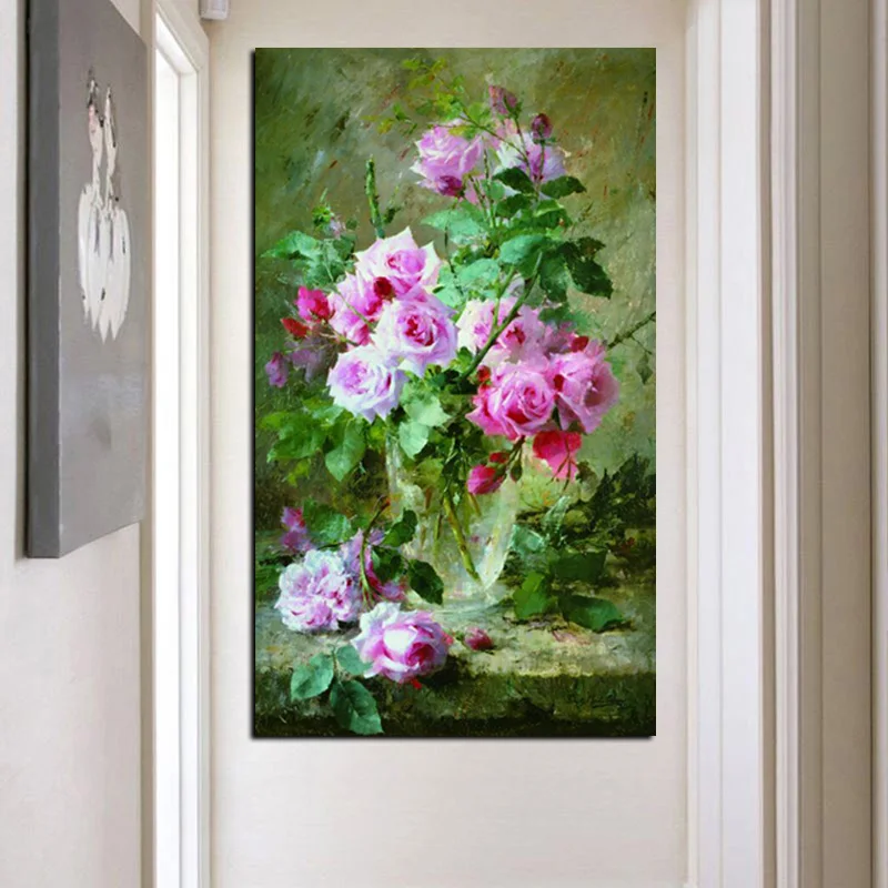 HD Print Modern Watercolor Flowers in Vase Floral Oil Painting on Canvas Poster Wall Picture for Living Room Sofa Cuadros Decor