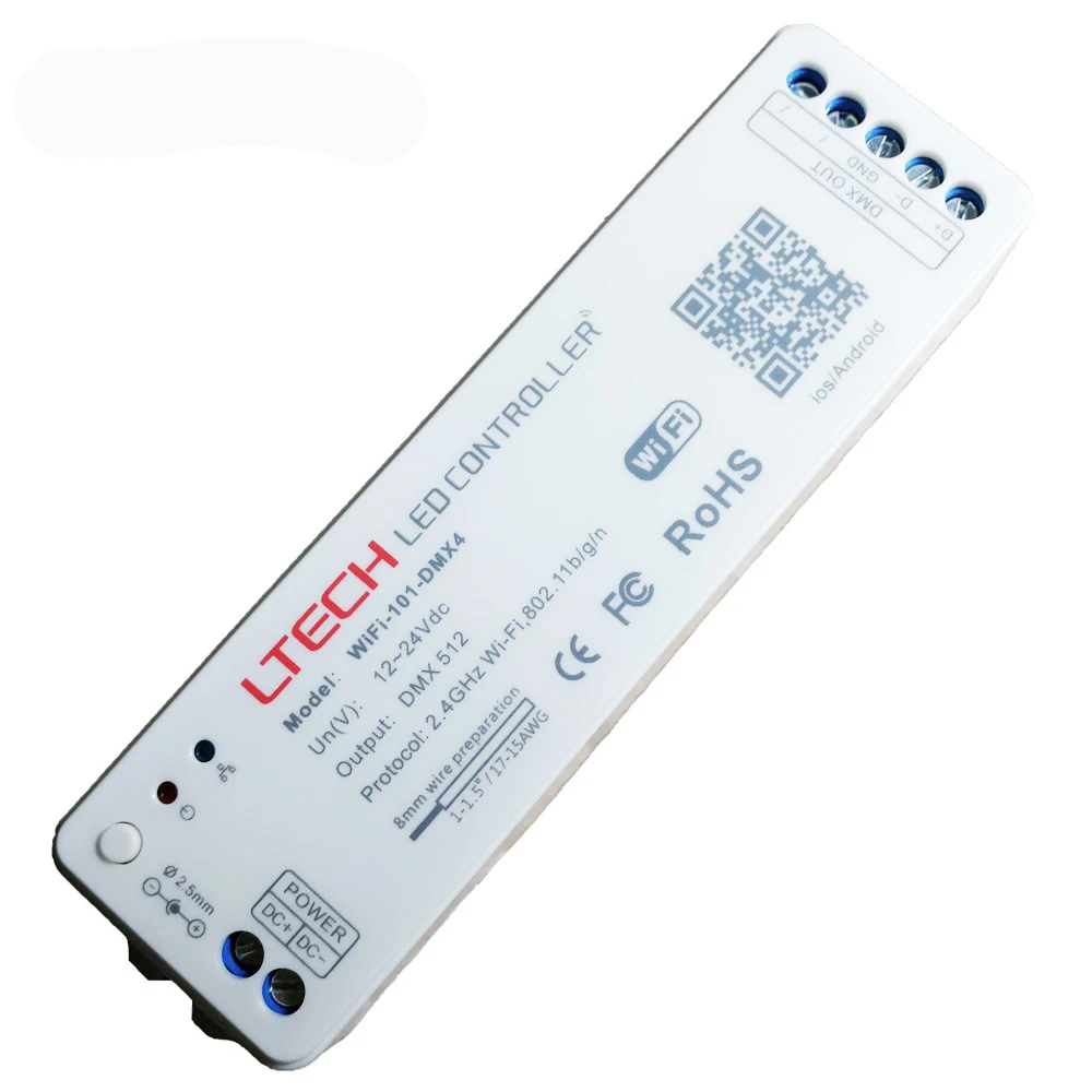 

Ltech LED wifi DMX controller 12V WiFi Led rgbw strip DMX512 controller DC12V -24V 512 channel output rgbw strip wifi controller