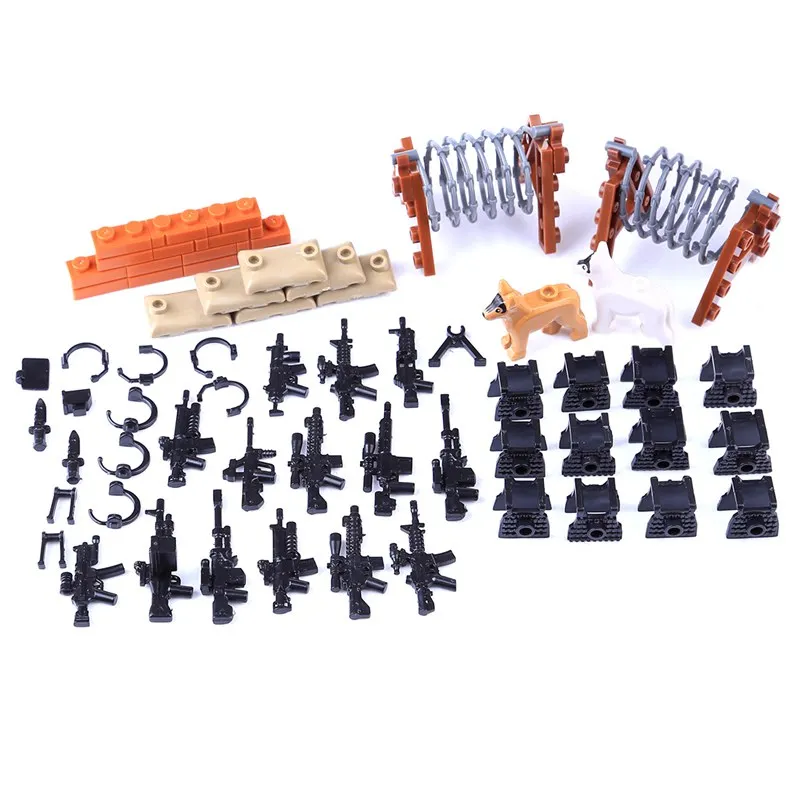 Military War Army Soldier Swat Weapon Guns Pack police dog Set sale MPJ195 69PCS DIY model prop Blocks Brick Kids Toys Militarys