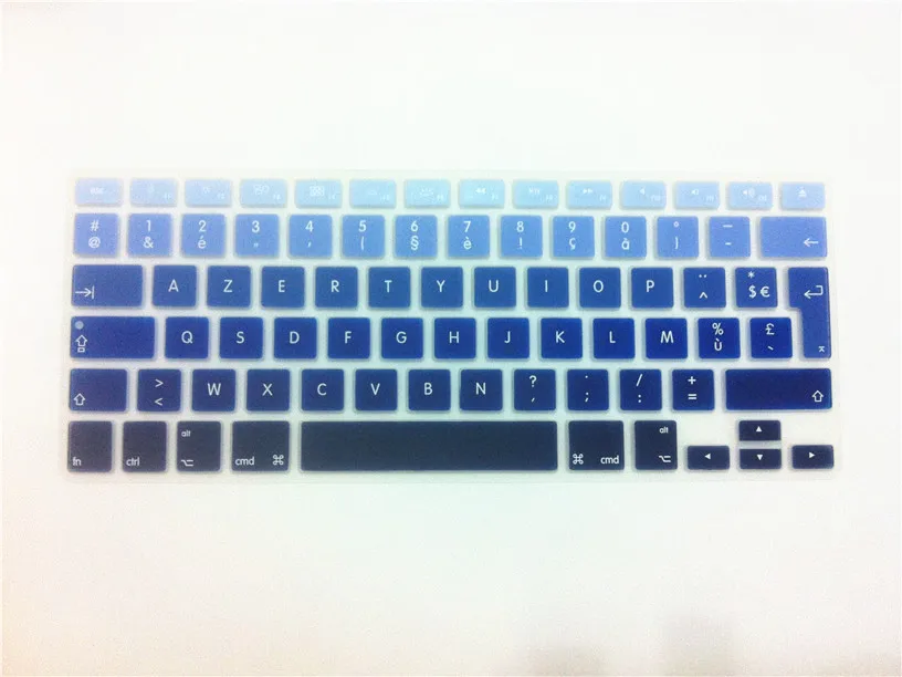 Градиентный французский AZERTY ЕС Силиконовый чехол для клавиатуры Наклейка для MacBook Pro air 1" 15" 17"