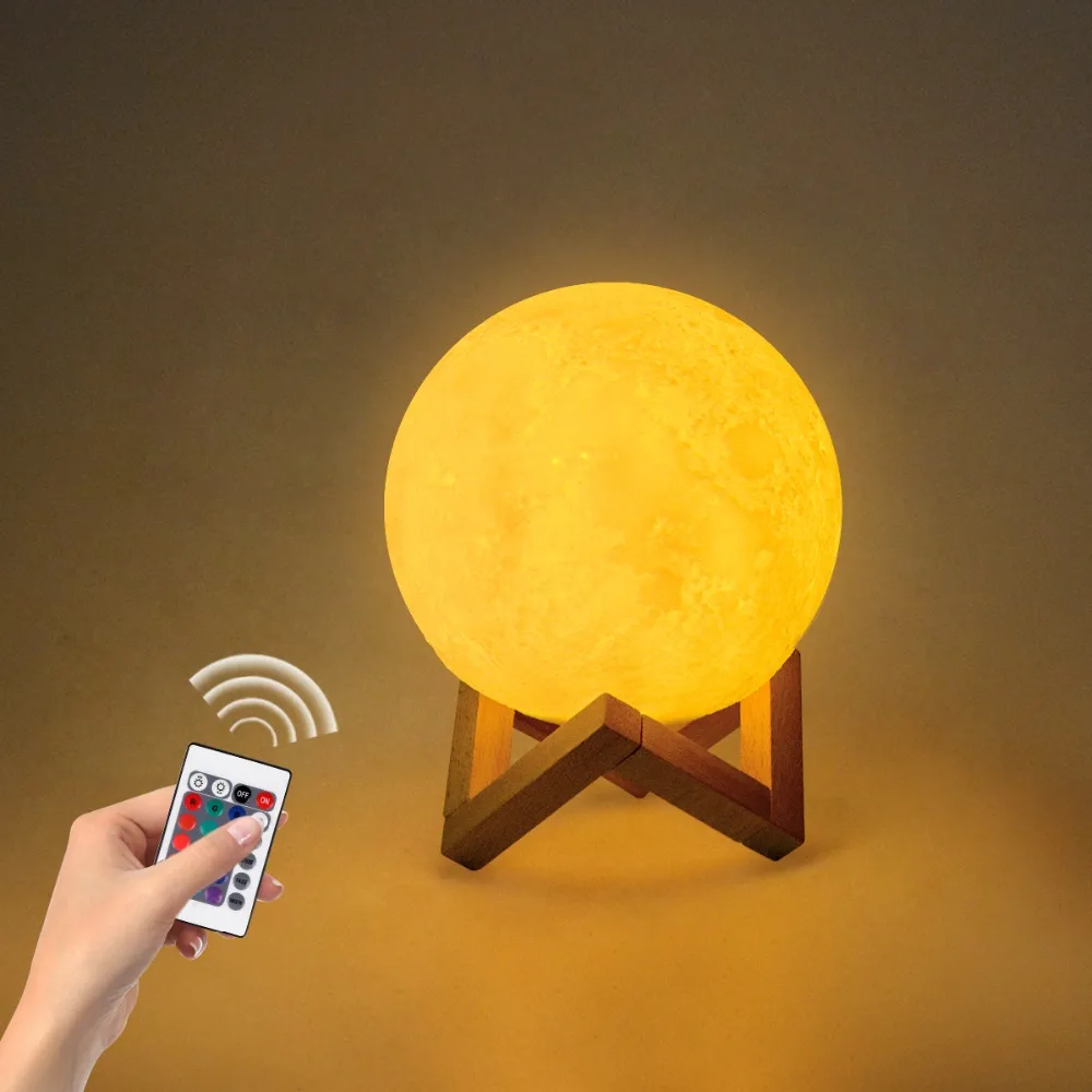 Новинка перезаряжаемый 3D принт Луна светодиодный светильник лампа сенсорный переключатель диммер стол Спальня украшение для книжного шкафа креативный детский подарок
