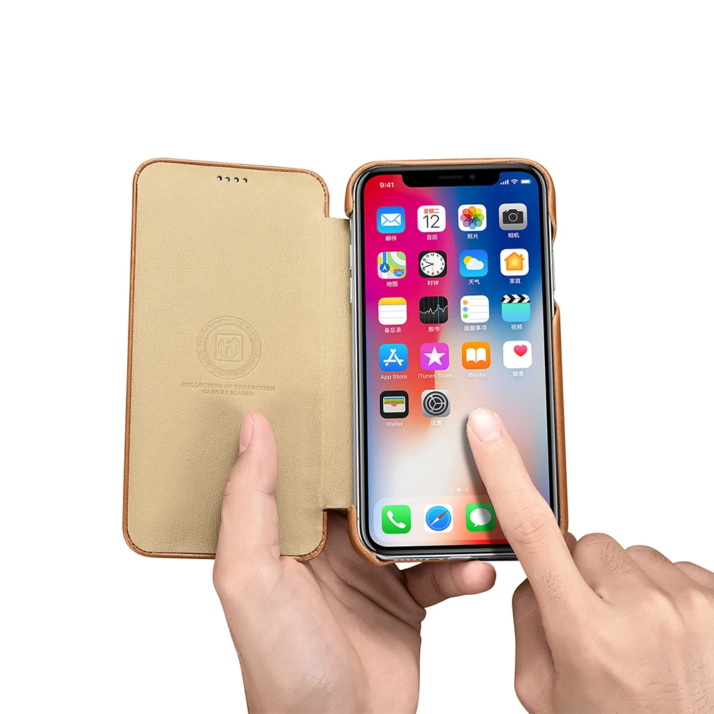 Оригинальный флип чехол iCarer из натуральной кожи в стиле ретро для iPhone 11 Pro XS Max XR