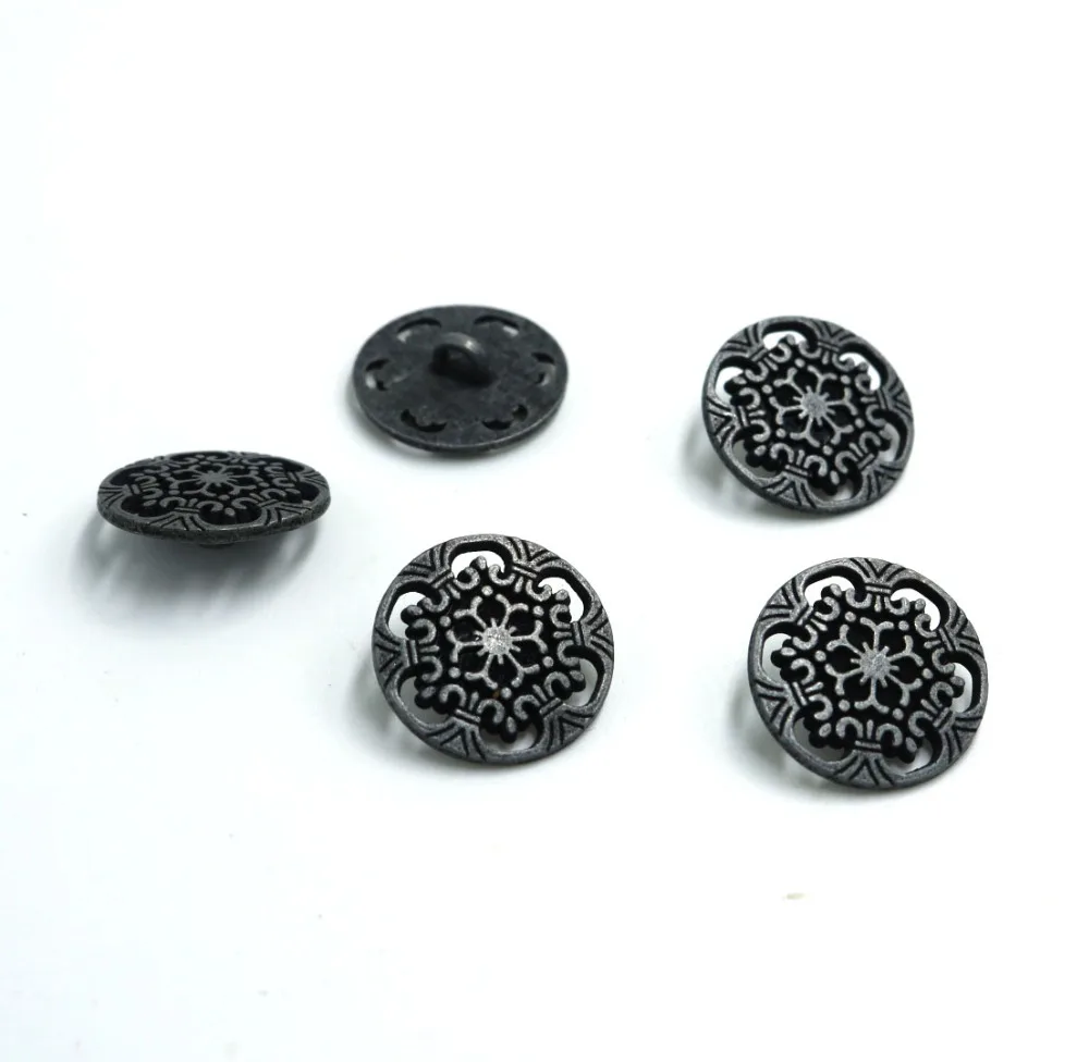 10pcs Silver Bronze Flower Carved Metal Shank Button Sewing Craft Embellishment 