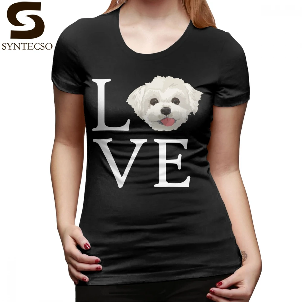 Футболка с Мальтийской собакой, футболка с надписью I Love Maltese Dog Lover, Милая футболка с собачьим лицом, большая женская футболка с коротким рукавом, графическая женская футболка