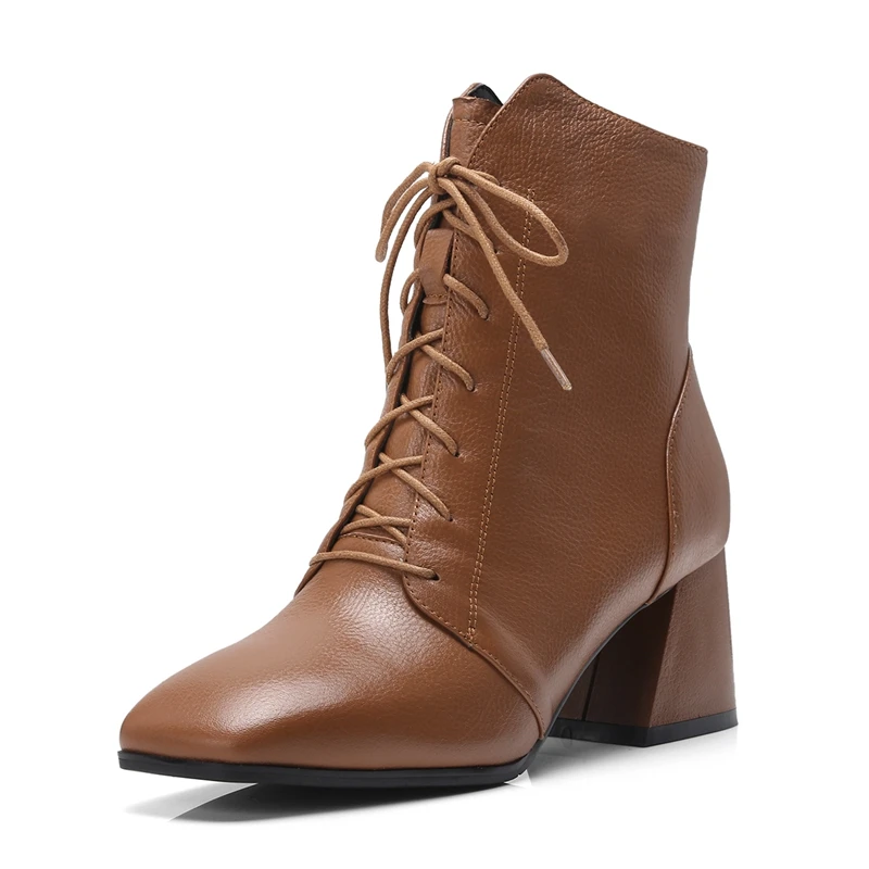 Hauts Carré Talon Talons Black Femmes Bottes brown À Enmayer Chaussures Lacets 2018 Bout Dame Zyl910 dhtCBsQrxo
