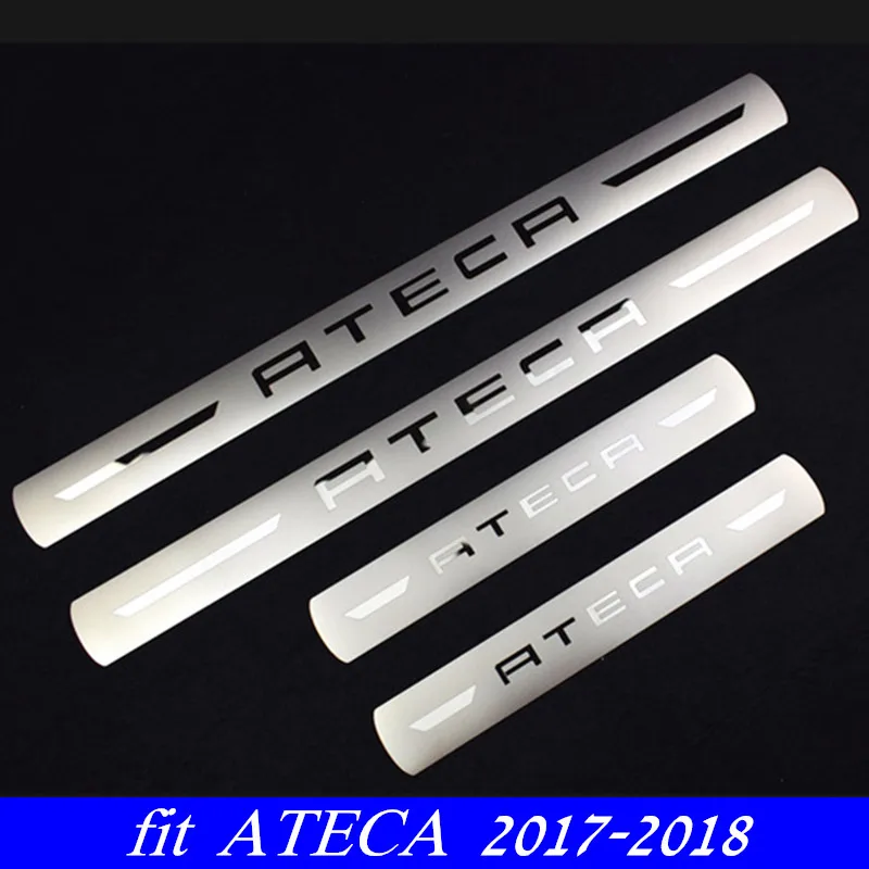 For SEAT LEON ARONA ATECA FR Steel Door Sill Scuff Plate Door Sill Guard Protector Thresold Cover Trim 4pcs with Logo YGAODWQ