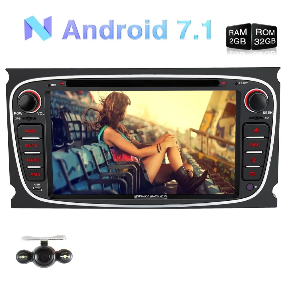 

Pumpkin 2 Din Android 7.1 Car DVD Player GPS Navigation Quad-core Car Stereo For Ford Mondeo/Focus Wifi Bluetooth FM Rds Radio